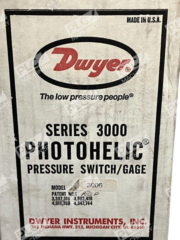 Dwyer Instruments Series 3000 Photohelic Pressure Switch Gage Model 3006