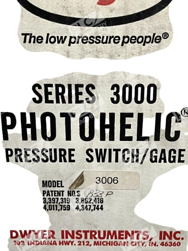 Dwyer Instruments Series 3000 Photohelic Pressure Switch Gage Model 3006 - Image 2