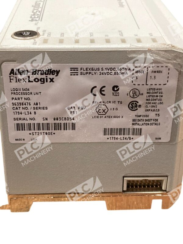 Allen-Bradley FlexLogix 5434 1794-L34B Processor 512KB Memory 24VDC RS-232 Ports - Image 3