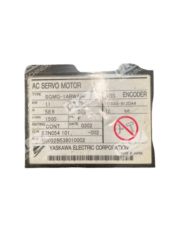 Yaskawa Electric AC Servo Motor SGMG-1ABWABF - Image 2