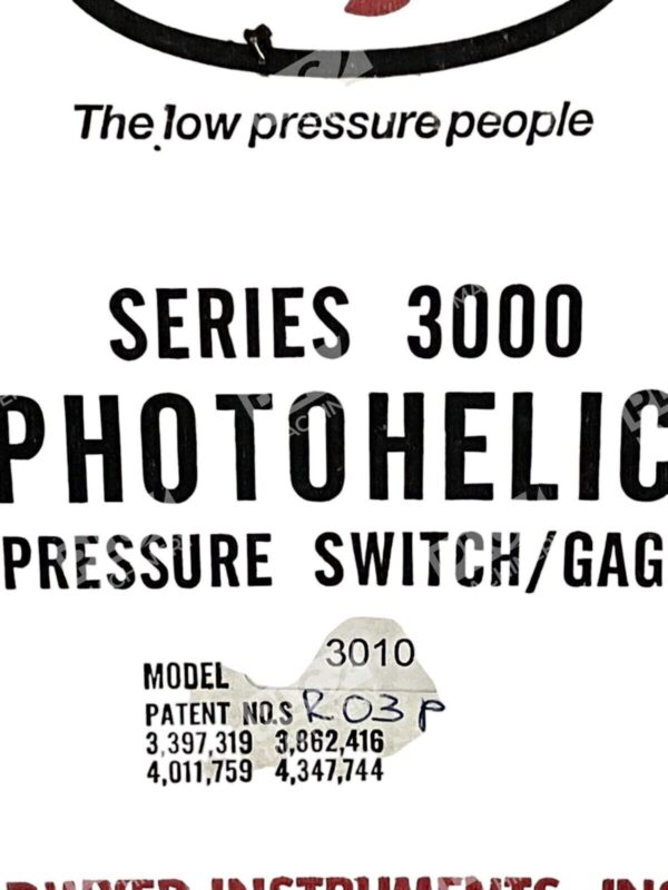 Dwyer Instruments Series 3000 Photohelic Pressure Switch Gage Model 3010 - Image 3