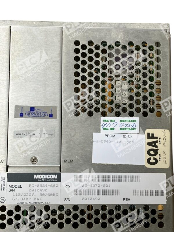 Modicon AEG AS-9370-001 6/0.3A 984 Model 680 Programmable Controller PC-0984-680 - Image 2