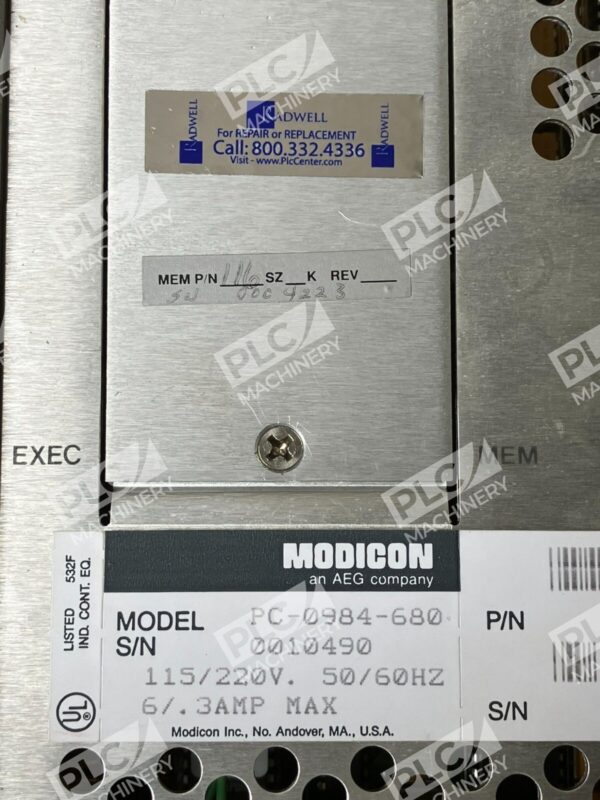 Modicon AEG AS-9370-001 6/0.3A 984 Model 680 Programmable Controller PC-0984-680 - Image 3