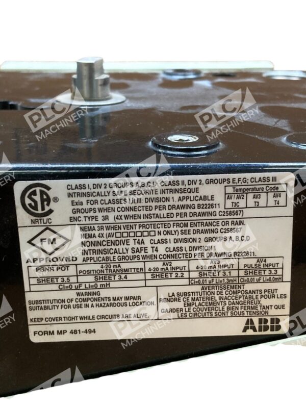 ABB 150PSI 4-20mA 30VDC Pneumatic I/P Positioner AV2321030 - Image 9
