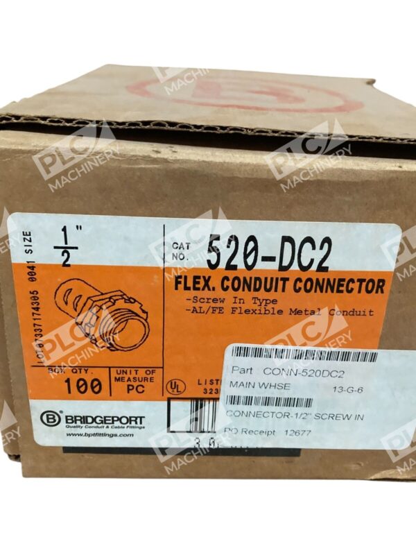 Bridgeport 1/2" Flexible Conduit Connector 520-DC2 (Box of ~100) - Image 2
