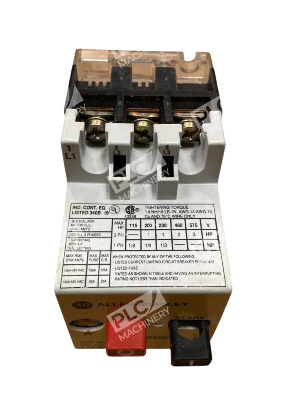 Allen-Bradley 340B Manual Motor Starter Circuit Breaker for 3-Phase & Single-Pha