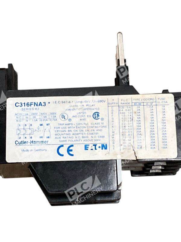Cutler-Hammer C316FNA3 Overload Relay Class 10 Adjustable Trip for Eaton Contact - Image 4