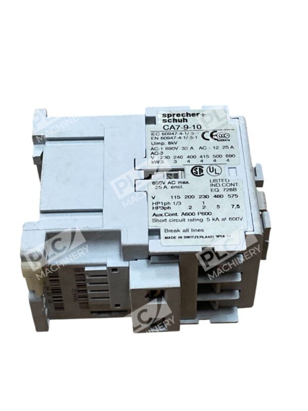 Sprecher + Schuh CA7-9-10 Contactor 9A 3-Phase Compact DIN Rail Mount Swiss Made