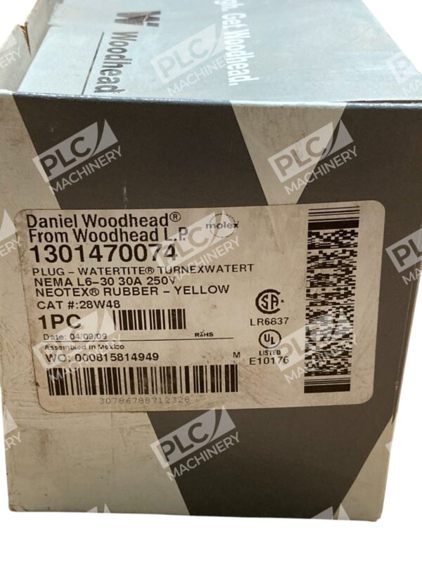 Woodhead Daniel LP 1301470074 Yellow Rubber 30A 250V Plug Watertite 28W48 - Image 2