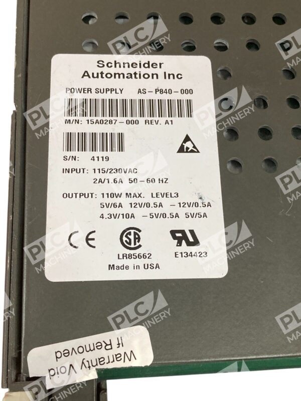 Schneider Automation 1.6-2A Power Supply Module AS-P840-000 - Image 5