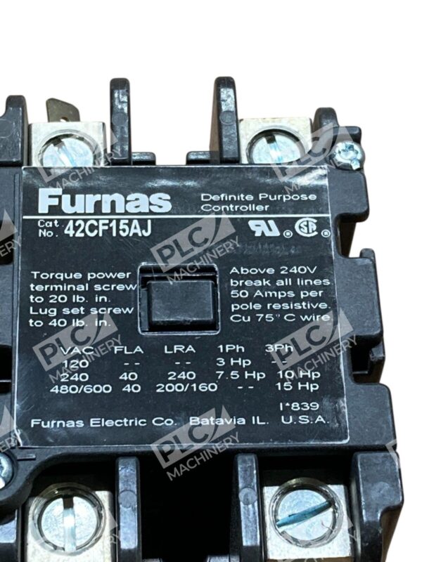Furnas Open 2 Pole 40A FL Res 50 Definite Purpose Controller 42CF15AJ - Image 6