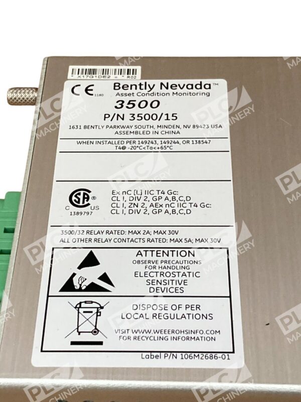 Bently Nevada 106M1081-01 3500 Power Supply I/O Module 3500/15 - Image 4