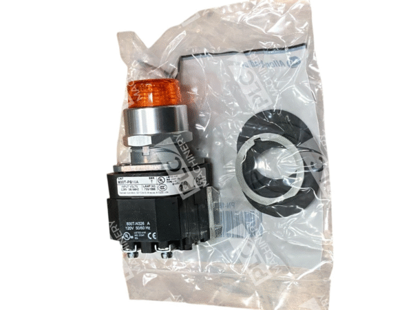 Allen-Bradley 800T-PB16A 30mm Amber Illuminated Push Button - 120V AC, 1-NO 1-NC