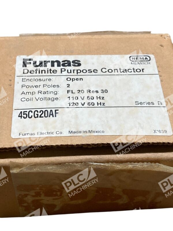 Furnas Open 2 Pole 20A FL Res 30 Series B Definite Purpose Contactor 45CG20AF - Image 2