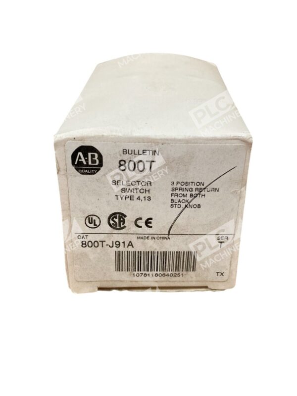 Allen Bradley AB 3 Position Spring Return Black Selector Switch 800T-J91A /T