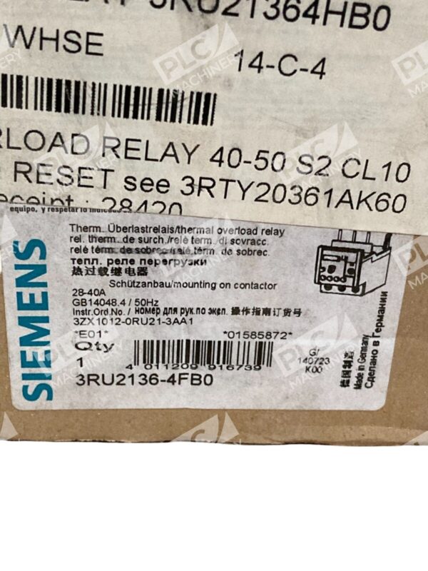 Siemens 28-40A GB14048 4/50Hz Thermal Overload Relay 3RU2136-4FB0 - Image 2