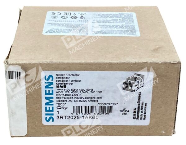 Siemens Sirius AC-3 17A 400V 7.5kW Contactor 3RT2025-1AK60