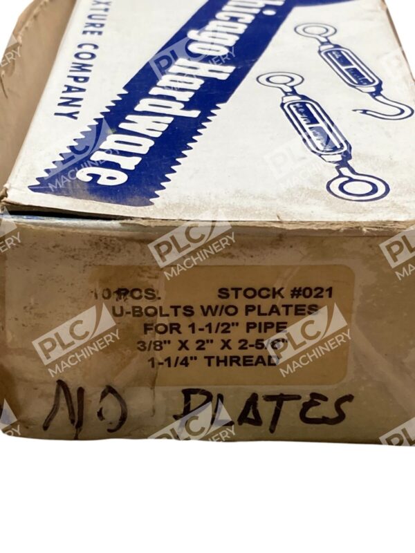 Chicago Hardware 1-1/2" 1-1/4Thread 3/8x"x2-5/6" U-Bolts W/O Plates (Box of 13) - Image 3