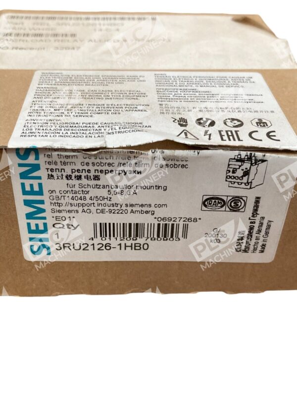 Siemens 5.5-8A Thermal Overload Relay 3RU2126-1HB0 - Image 2