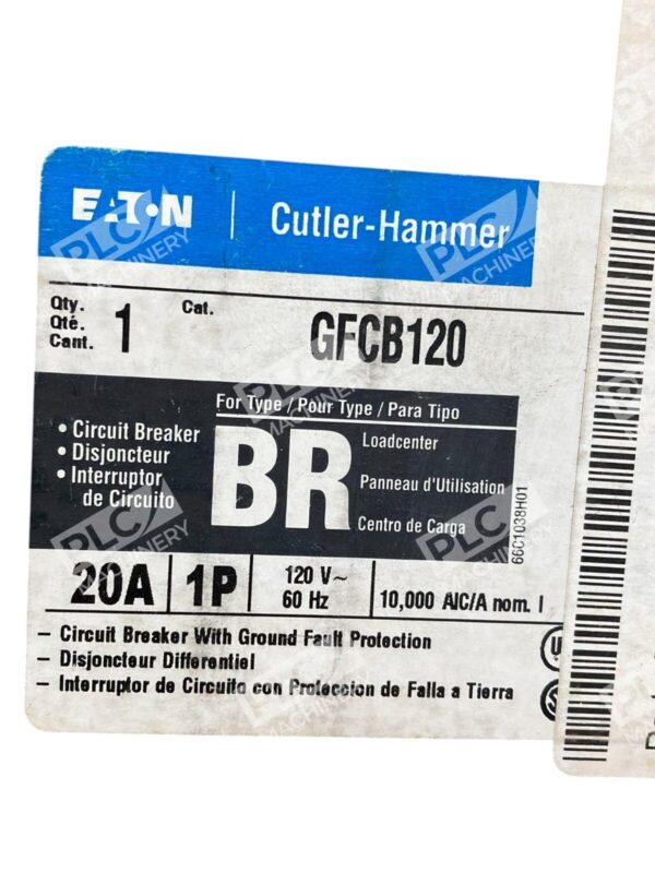 Eaton Cutler Hammer Type BR 1 Pole 20A Circuit Breaker GFCB120 - Image 2