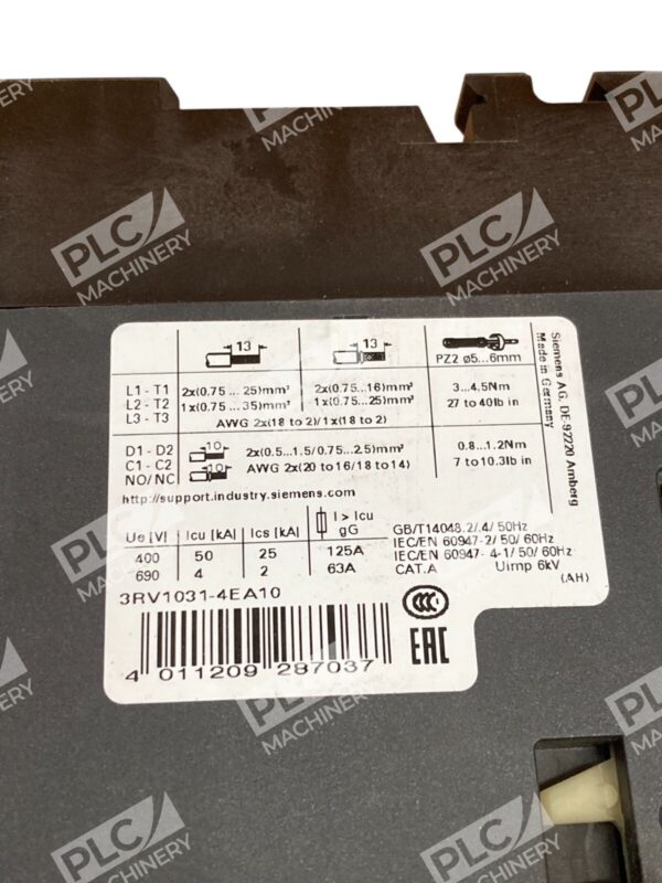Siemens 22-32A GB/T14048 2/ 4/50Hz Circuit Breaker 3RV1031-4EA10 - Image 9