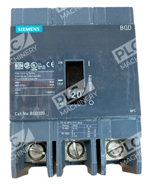 Siemens HACR 20A 3 Pole Circuit Breaker BQD320
