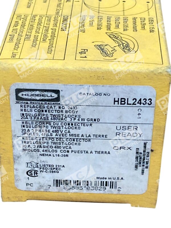 Hubbell Insulgrip Twist-Lock 20A Connector Body HBL2433 - Image 2