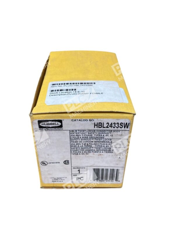 Hubbell 20A 480V Twist-Lock Watertight Safety-Shroud Connector Body HBL2433SW - Image 6