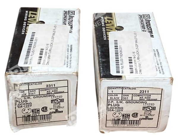 Leviton Black 2-P 3-W Grounding Locking 20A-125V Plug 2311 (lot of 2)