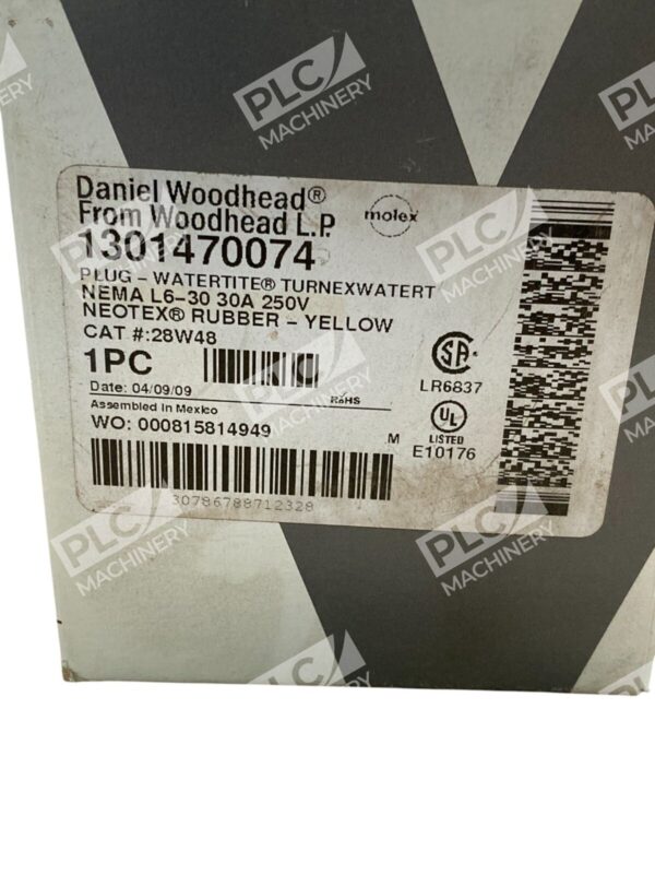 Woodhead LP Daniel 1301470074 Yellow Rubber 30A 250V Watertite Plug 28W48 - Image 2