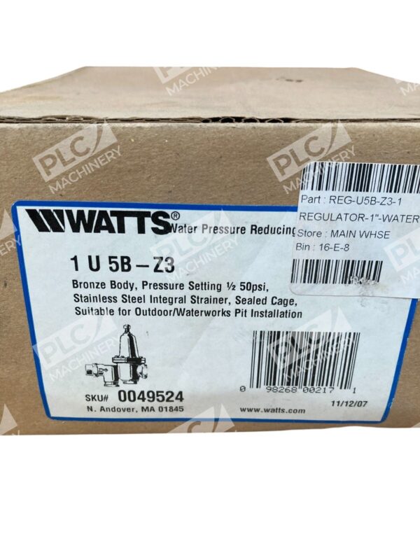 Watts Bronze Body 0049524 1/2 50PSI Water Pressure Reducing Valve 1 U5B-Z3 - Image 2