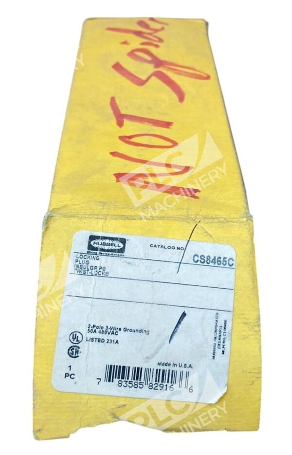 Hubbell 2 Pole 50A 480VAC Twist-Lock Insulgrip Locking Plug CS8465C