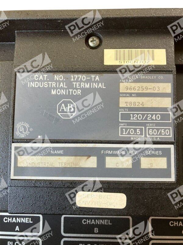 Allen Bradley 1770-TA /B Industrial Terminal Monitor 966259-03 - Image 4