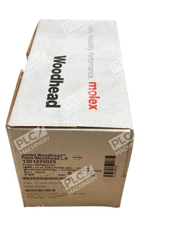 Woodhead Daniel LP 1301470029 20A 3 Phase 480V Yellow Watertite Plug 26W76