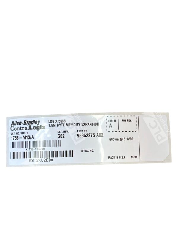 Allen Bradley AB 1.5M BYTE LOGIX5555 Memory Expansion Module 1756-M13 /A - Image 6