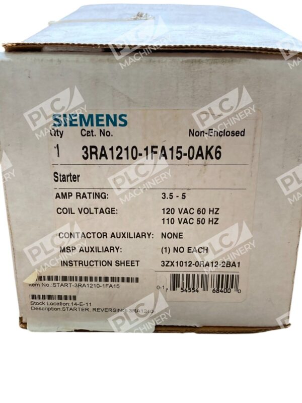 Siemens Non-Enclosed 3.5-5A Starter 3RA1210-1FA15-0AK6 - Image 2