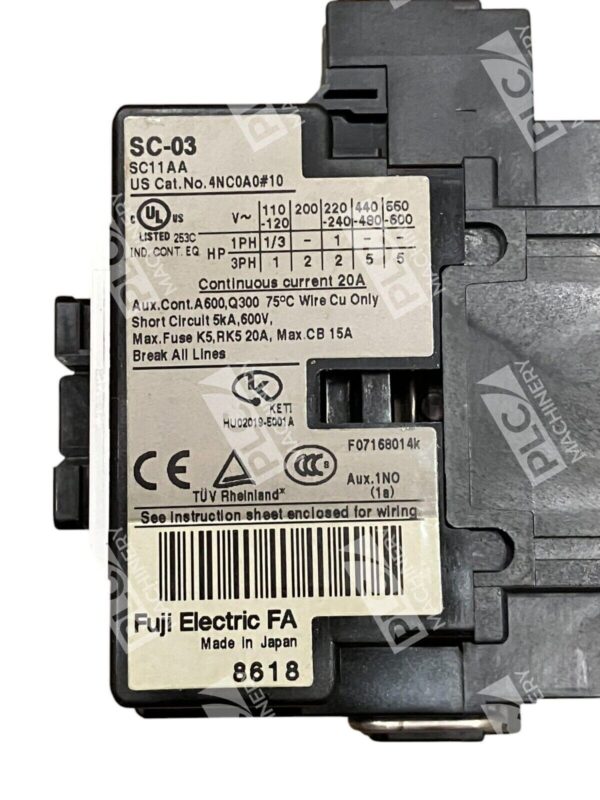 Fuji Electric FA FE SC11AA 20A Contactor SC-03 - Image 3