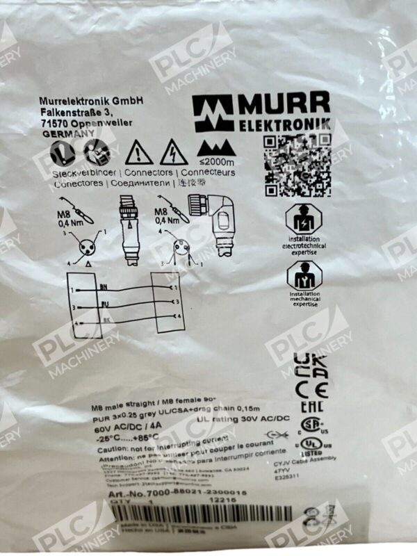 Murr Elektronik 7000-88021-2300015 M8 Male Straight / M8 Female 90 Cable - Image 2