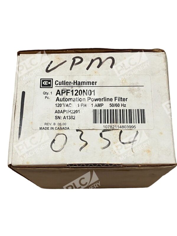 Cutler Hammer APF120N01 Automation Powerline Filter 1PH 1A 50/60Hz 120VAC