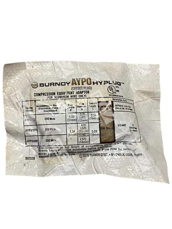 Burndy Hyplug AYP0350 AYP0300 AYP0250 Offset Plug AYP0