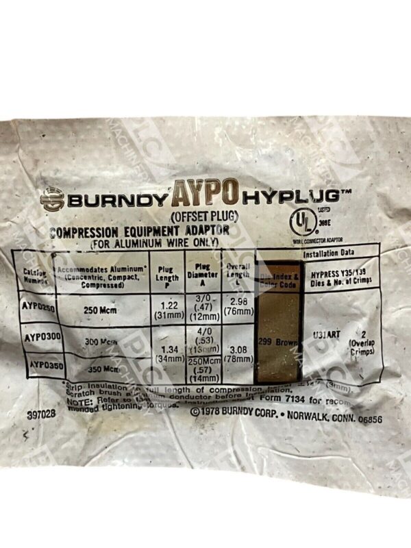 Burndy Hyplug AYP0350 AYP0300 AYP0250 Offset Plug AYP0 - Image 2