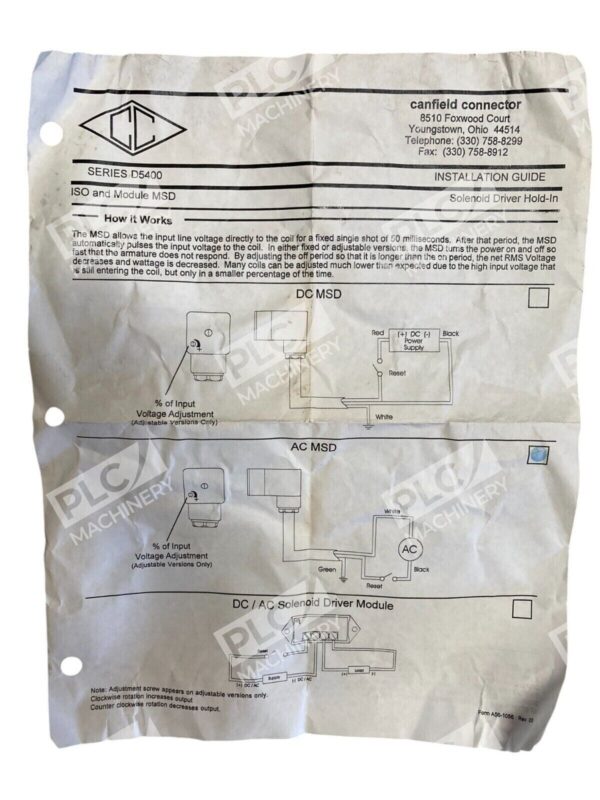 Canfield Connector Division Drive Board 120VAC D5419-11015 - Image 3