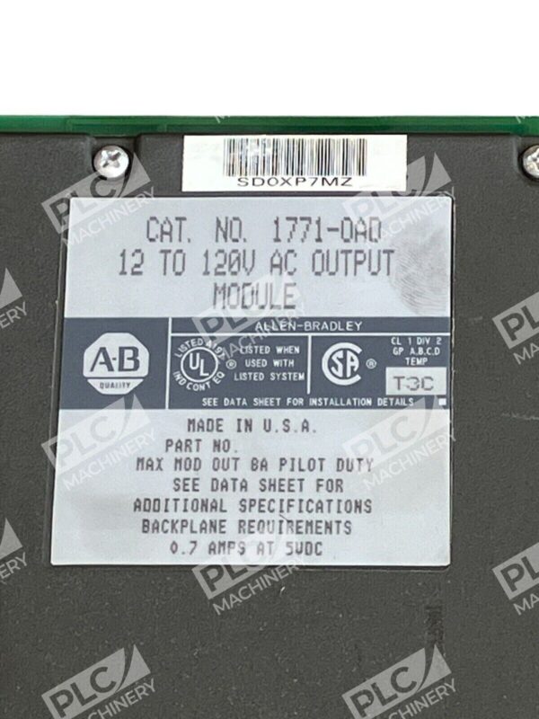 Allen Bradley 12 To 120V AC Output Module 1771-OAD REM - Image 2
