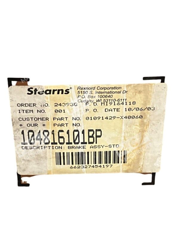 Stearns Rexnord Brake Assy-STD 01091429-X40060 104816101BP - Image 2