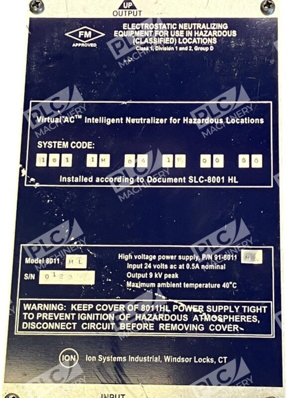Ion Systems Industrial Electrostatic Neutralizing Equipment 91-8011-HL 8011-HL - Image 2