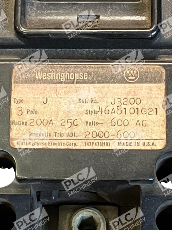 Westinghouse Type J 3 Pole 200A Circuit Breaker J3200 - Image 2