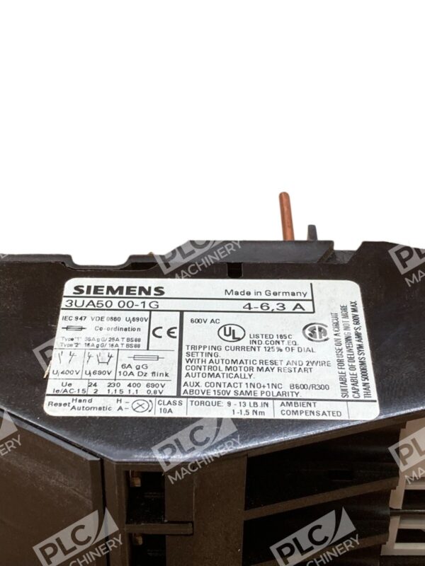 Siemens 3UA5000-1G 4-6.3A Overload Relay 3UA50 00-1G - Image 8