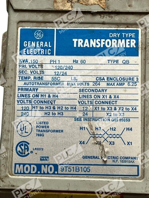 General Electric GE .150KVA Dry Type Transformer 9T51B105