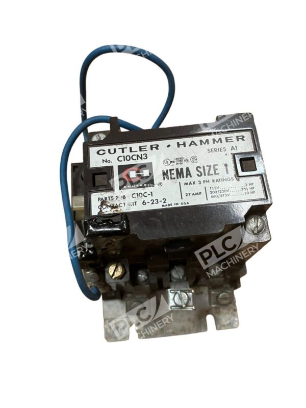 Cutler Hammer C10CN3 Contactor Size 1 A1 C10C-1 6-23-2 27A w/ C320KA4, C320KB2