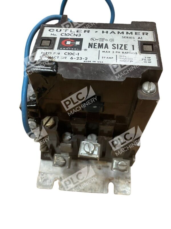 Cutler Hammer C10CN3 Contactor Size 1 A1 C10C-1 6-23-2 27A w/ C320KA4, C320KB2 - Image 5